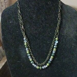 Elegant Green and Copper Beaded Necklace